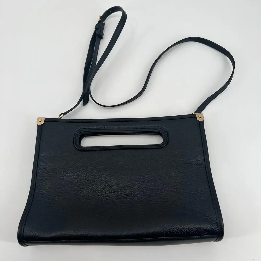 Michael Kors Jane Large Clutch Bag black pebbled leather crossbody luxe gold HW